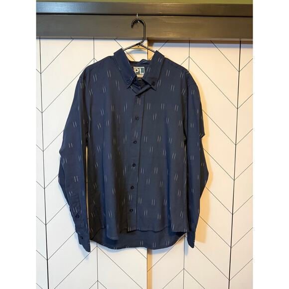 PL Ethical Fashion for Men XL Organic Blue White Long Sleeve Button down Shirt - Picture 7 of 8